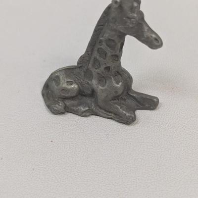 Pewter Animals & Building & Stork Carrying A Baby