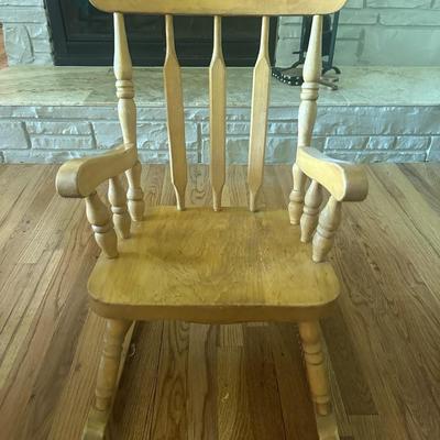 2 Midcentury Children's Rocking Chairs - Wood & Vinyl
