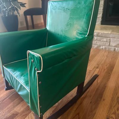 2 Midcentury Children's Rocking Chairs - Wood & Vinyl