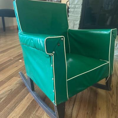 2 Midcentury Children's Rocking Chairs - Wood & Vinyl