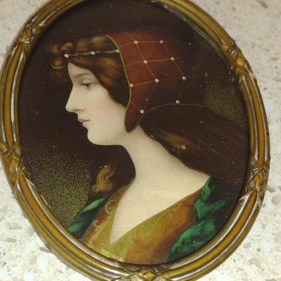 Antique French Framed Picture- Approx 4" x 5 1/2"