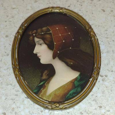 Antique French Framed Picture- Approx 4" x 5 1/2"