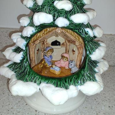 Ceramic Tree with Nativity Scene- Approx 12" Tall
