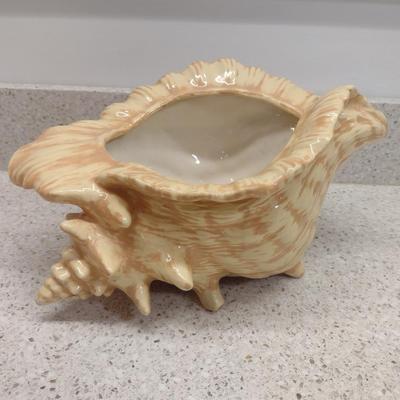 Vintage Ceramic Conch Shell Design Planter