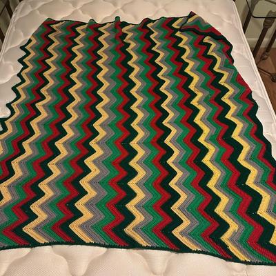 2 Handmade Crocheted Afghans Throw Size - Midcentury