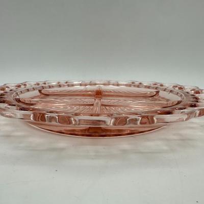 1950's Open Lace Edge Pink Depression Glass Old Colony 3 Piece Set