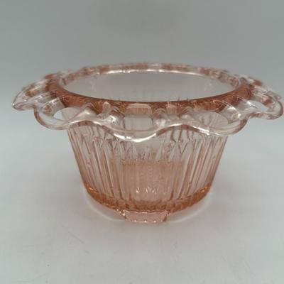 1950's Open Lace Edge Pink Depression Glass Old Colony 3 Piece Set