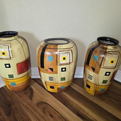 Set of 3 Modern Abstract Ceramic Vases