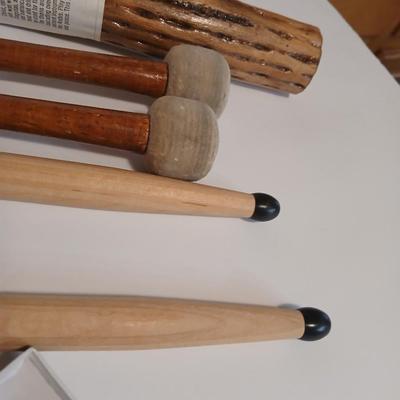 Percussion & Blues Lot – Rain stick, Drumsticks, Mallets, and a Blues band Hohner Harmonica