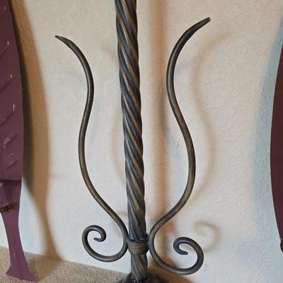 Metal Candle Decor Trio – Floor Candleholder and Leaf Wall Sconces