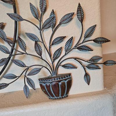 Set of 3 Metal Wall Sculptures – Leafy Tree & Potted Plants