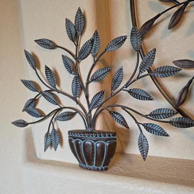 Set of 3 Metal Wall Sculptures – Leafy Tree & Potted Plants