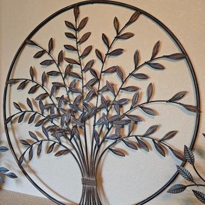 Set of 3 Metal Wall Sculptures – Leafy Tree & Potted Plants