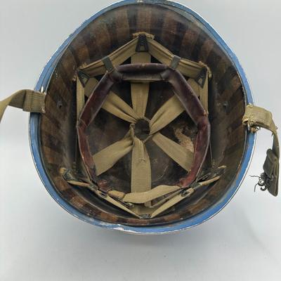 Sale Photo Thumbnail #167: It began fashionable post war to paint these helmets.  Verify as M1 by interior not exterior.