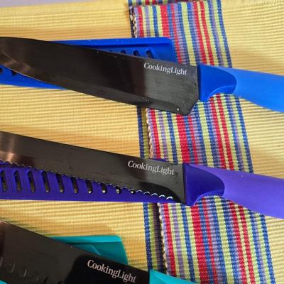 Lot of 6 Cooking Light Colorful Kitchen Knives with Sheaths and 2 Ikea – Vivid & Functional