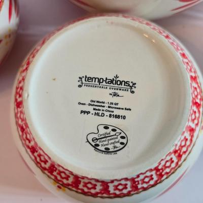 Temptations Old World Red Mixing Bowl Set – Nesting Set of 5
