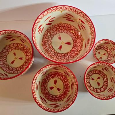 Temptations Old World Red Mixing Bowl Set – Nesting Set of 5