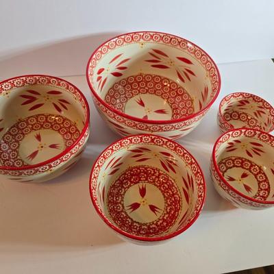 Temptations Old World Red Mixing Bowl Set – Nesting Set of 5