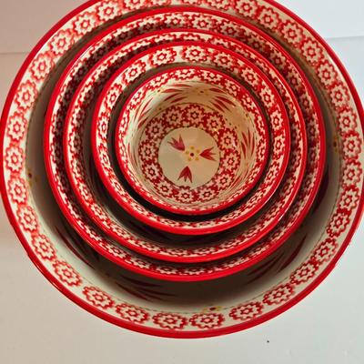 Temptations Old World Red Mixing Bowl Set – Nesting Set of 5