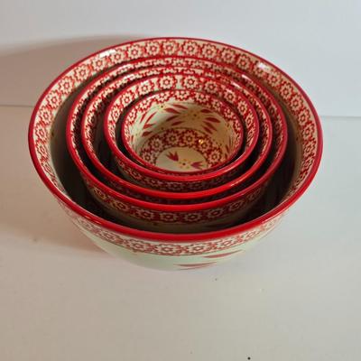 Temptations Old World Red Mixing Bowl Set – Nesting Set of 5