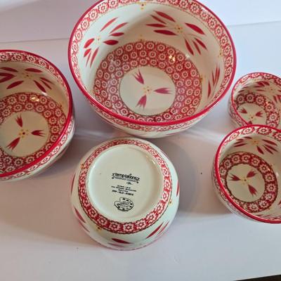 Temptations Old World Red Mixing Bowl Set – Nesting Set of 5