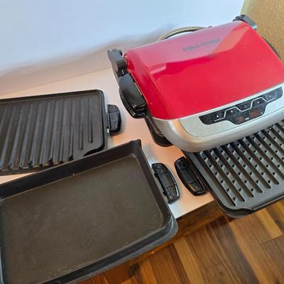 George Foreman Removable Plate Grill & Griddle – Red with Accessories