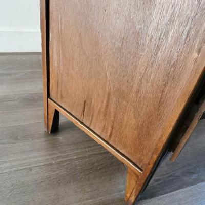 Vintage Mid Century 6-Drawer Dresser Credenza w/Sculptural Cutout Drawers, Hand Carved Wooden Pulls & Tapered Legs