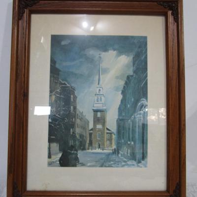 Framed picture of the Old North Church in Boston, Mass