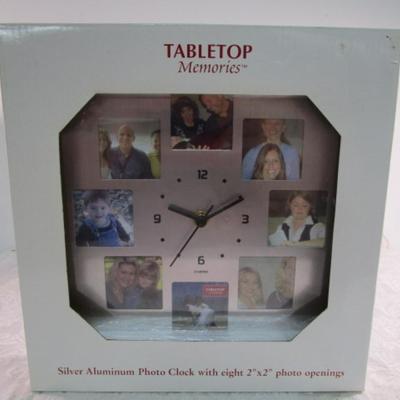 New in box, Silver Aluminum Photo clock