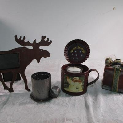 Moose picture frame, 2 luminaries, candlestick holder