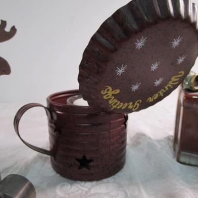 Moose picture frame, 2 luminaries, candlestick holder