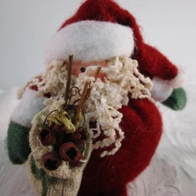 Blown glass Christmas tree on a mirrored base, Shelf Santa