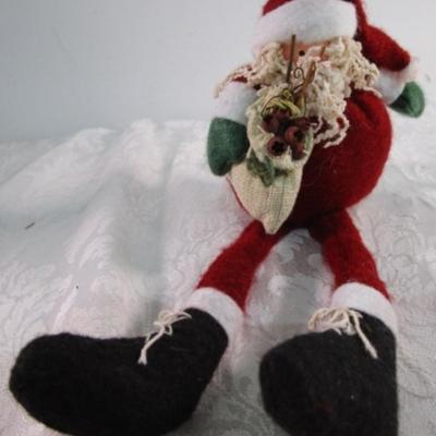 Blown glass Christmas tree on a mirrored base, Shelf Santa