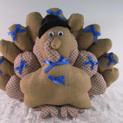 Decorative Turkey arrangement of burlap & cotton fabric