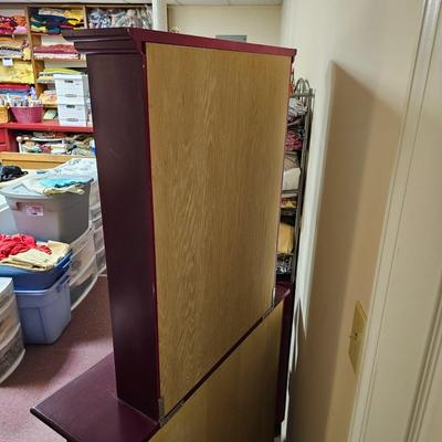 Red Wood Shelf Unit w/ Attached Drawer Top (BF1-JS)