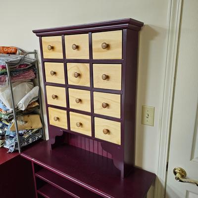 Red Wood Shelf Unit w/ Attached Drawer Top (BF1-JS)