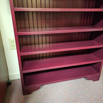 Red Wood Shelf Unit w/ Attached Drawer Top (BF1-JS)