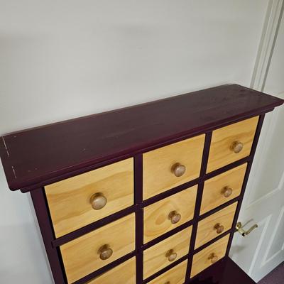 Red Wood Shelf Unit w/ Attached Drawer Top (BF1-JS)