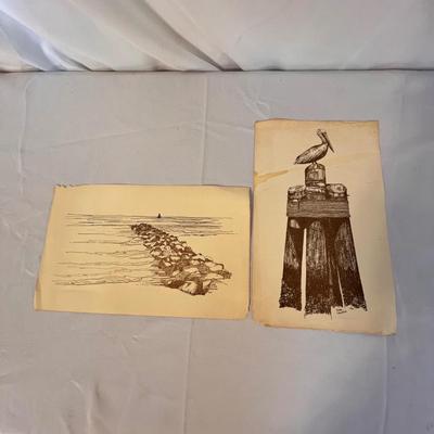 Hand Carved Manatee Plus Nautical Prints Inc. Signed (GB-RG)
