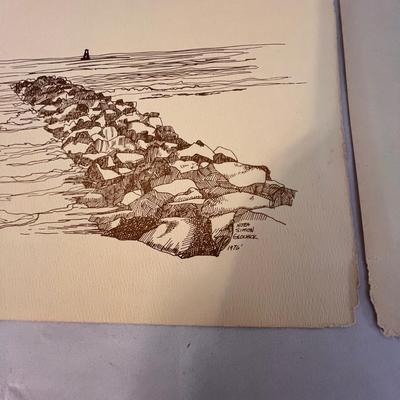 Hand Carved Manatee Plus Nautical Prints Inc. Signed (GB-RG)