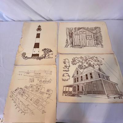 Hand Carved Manatee Plus Nautical Prints Inc. Signed (GB-RG)