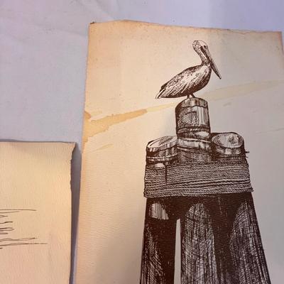 Hand Carved Manatee Plus Nautical Prints Inc. Signed (GB-RG)