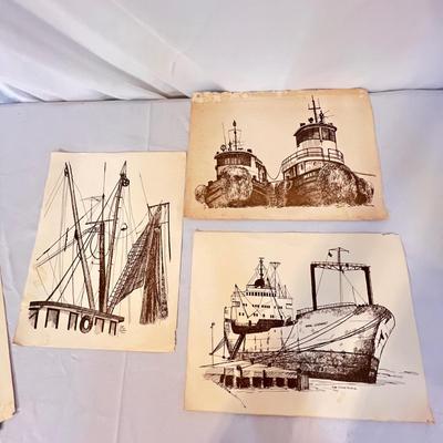 Hand Carved Manatee Plus Nautical Prints Inc. Signed (GB-RG)