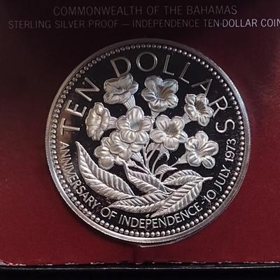 1975 Commonwealth of the Bahamas Anniversary of Independence Ten Dollar Silver Coin (#8)