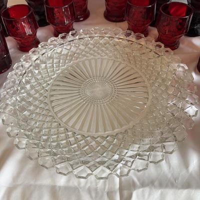 Anchor Hocking Ruby Red Relish Tray Set and Matching Glassware (PBN-BM)