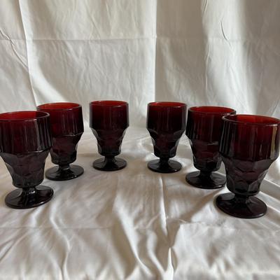 Anchor Hocking Ruby Red Relish Tray Set and Matching Glassware (PBN-BM)