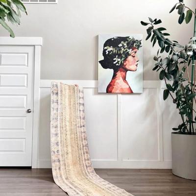 MODERN Hand Knotted Turkish Muted Pastel Kilim Runner Rug w/Fringe