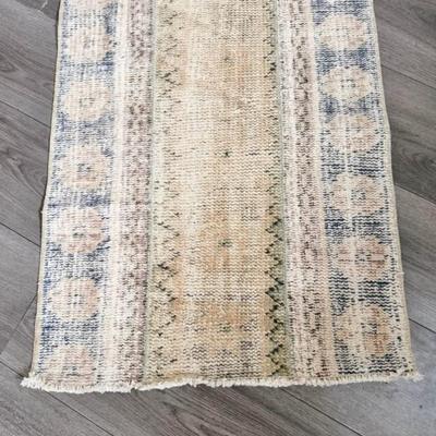 MODERN Hand Knotted Turkish Muted Pastel Kilim Runner Rug w/Fringe