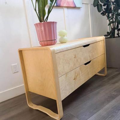 Circa 2000 Discontinued 2-Drawer Bent Birch Plywood Bentwood Ånes Low Dresser by Elhèn Johansson for IKEA