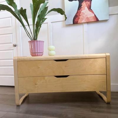 Circa 2000 Discontinued 2-Drawer Bent Birch Plywood Bentwood Ånes Low Dresser by Elhèn Johansson for IKEA